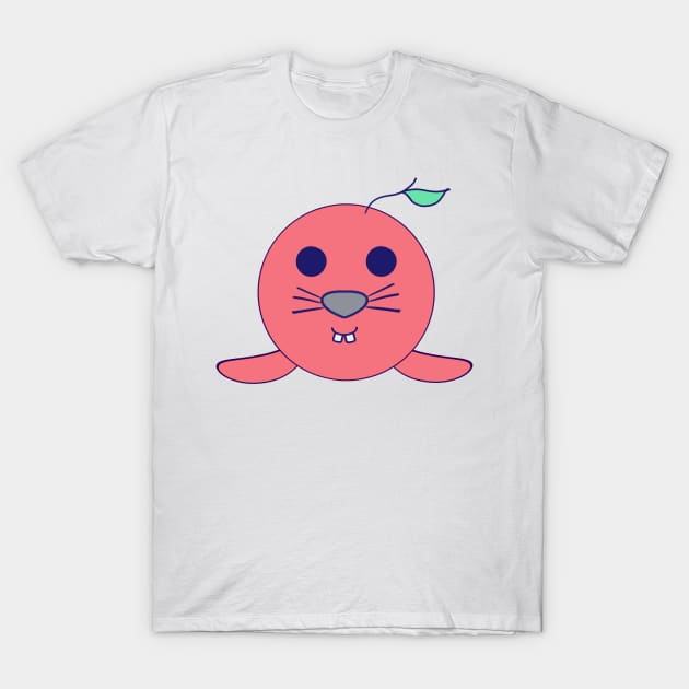 Kawaii Buck Teeth, Apple Cherry Red, Baby Seal T-Shirt by vystudio